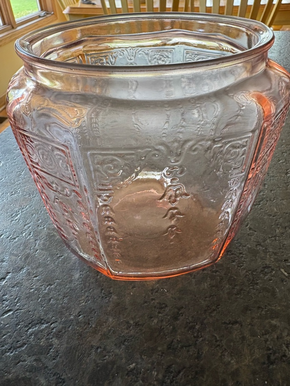Anchor Hocking Pink Mayfair Rose Depression Glass Cookie Jar Canister NO LID